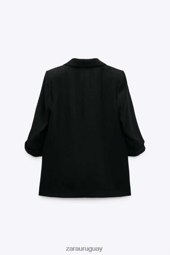 Zara blazer con mangas remangadas mujer H6RHL2155 negro ropa