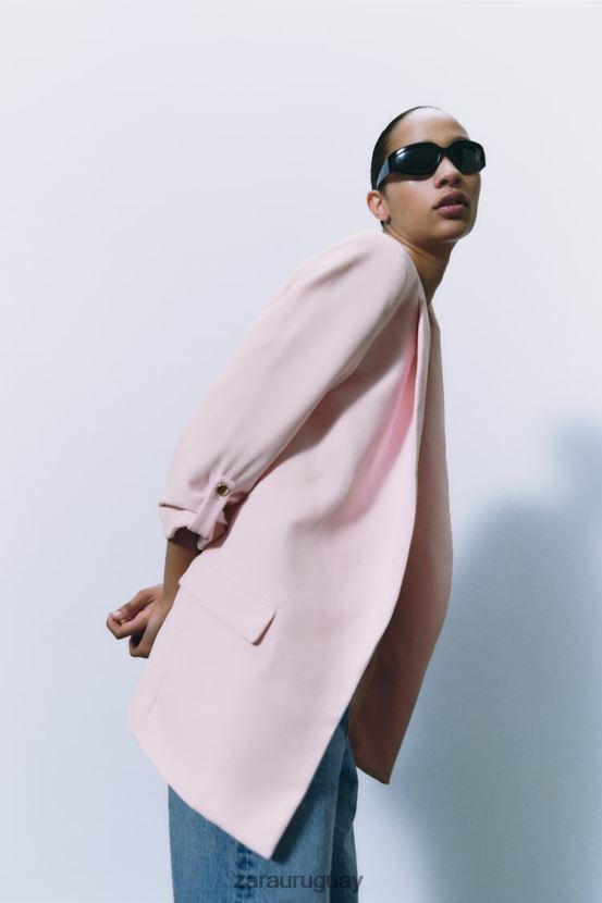 Zara blazer con mangas remangadas mujer H6RHL2170 rosa ropa