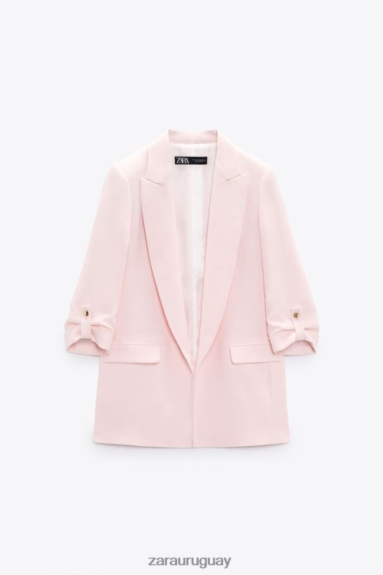 Zara blazer con mangas remangadas mujer H6RHL2170 rosa ropa