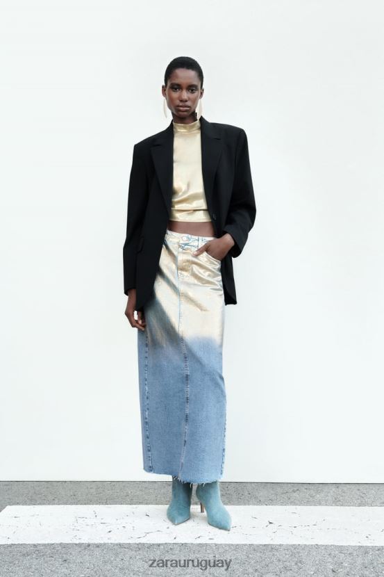 Zara blazer de corte recto mujer H6RHL2159 negro ropa