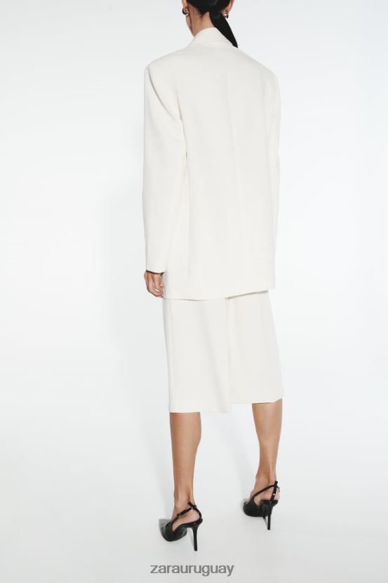 Zara blazer de corte recto mujer H6RHL2160 ostra blanca ropa