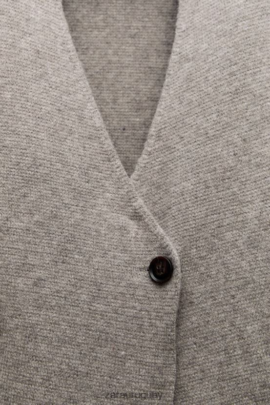 Zara blazer de punto de lana con sobrefalda mujer H6RHL2164 gris ropa