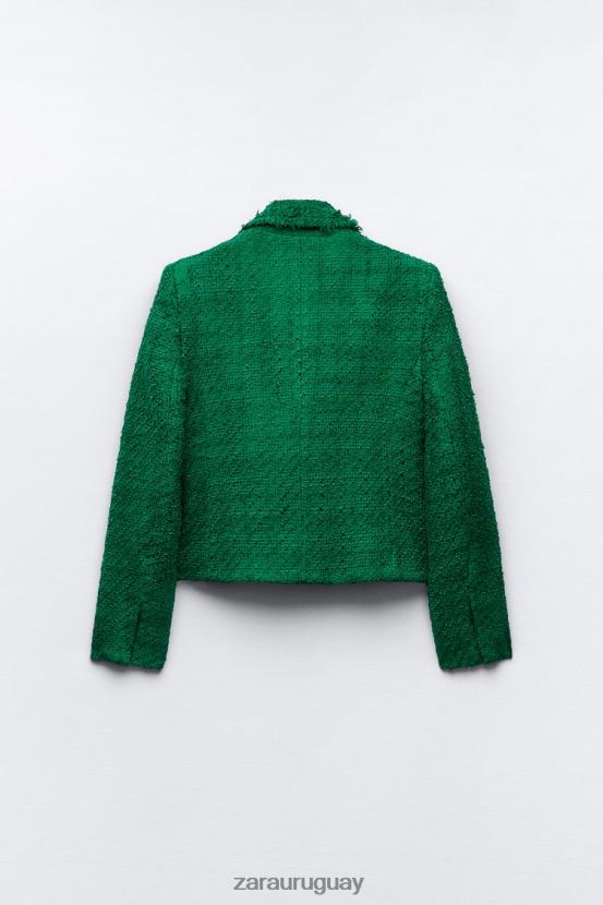 Zara blazer deshilachado con doble botonadura mujer H6RHL2141 verde ropa