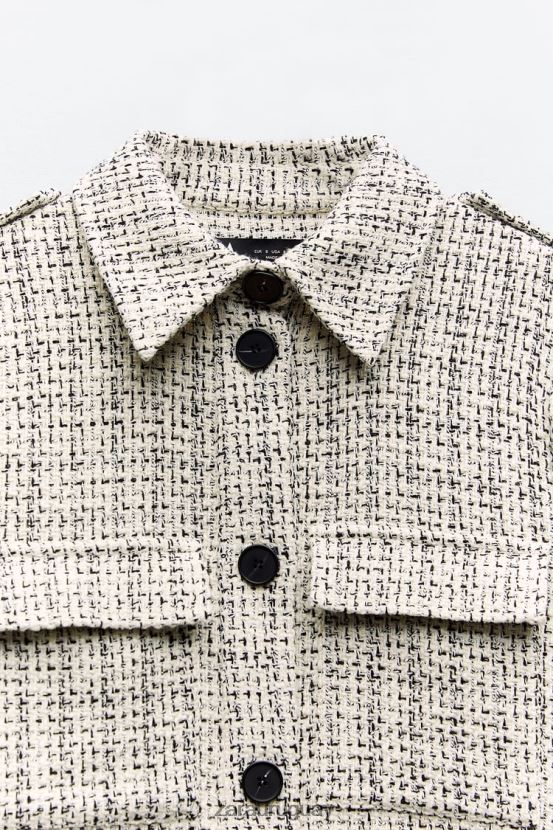 Zara blazer estructurado con bolsillos de parche mujer H6RHL2172 crudo/negro ropa