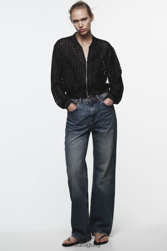 Zara bombardero de organza mujer H6RHL292 negro ropa