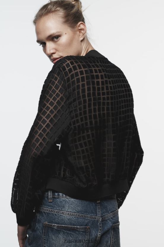 Zara bombardero de organza mujer H6RHL292 negro ropa