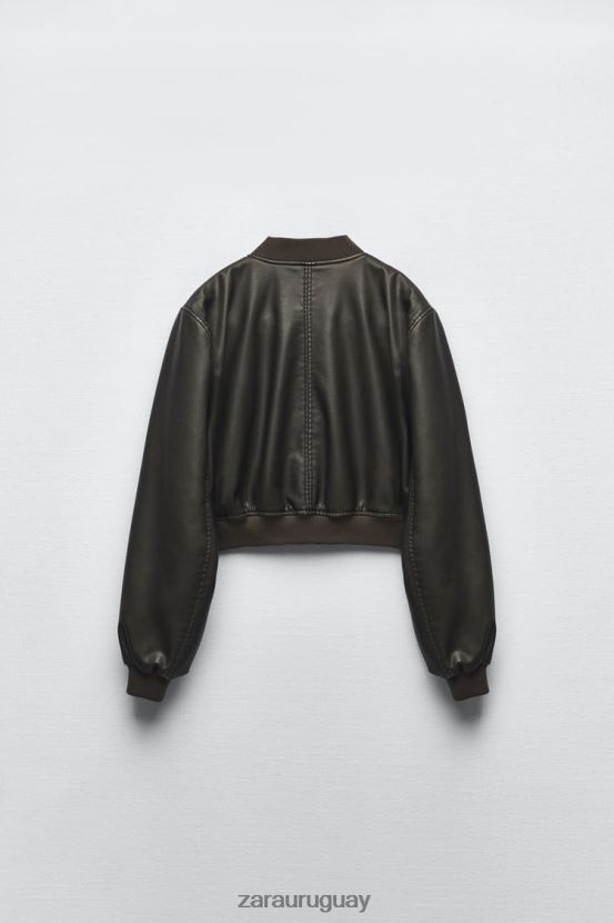Zara bombardero de piel sintética mujer H6RHL226 negro ropa