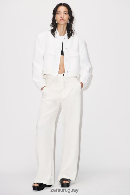 Zara bomber con bolsillo largo mujer H6RHL2127 crudo ropa