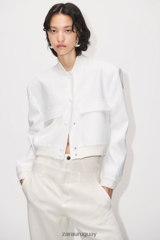Zara bomber con bolsillo largo mujer H6RHL2127 crudo ropa