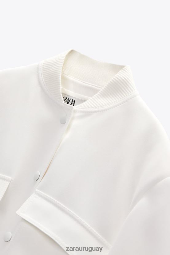 Zara bomber con bolsillo largo mujer H6RHL2127 crudo ropa
