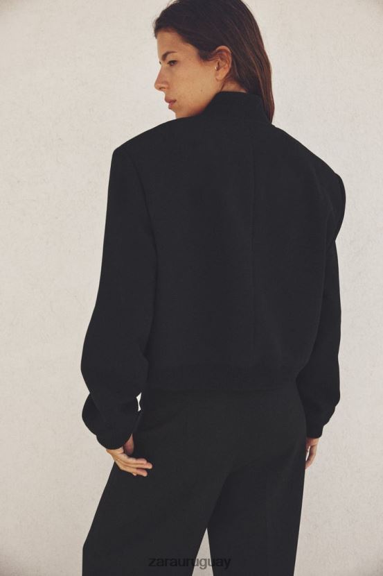 Zara bomber con bolsillo largo mujer H6RHL219 negro ropa
