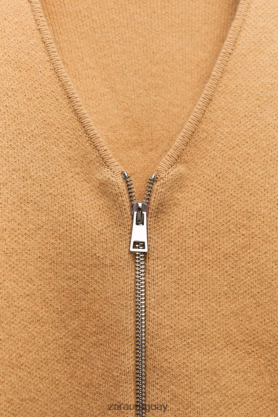 Zara bomber de lana con cremallera mujer H6RHL227 marrón topo ropa