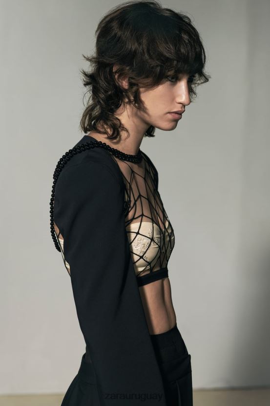 Zara calentadores de brazos ribeteados mujer H6RHL287 azul marino oscuro ropa