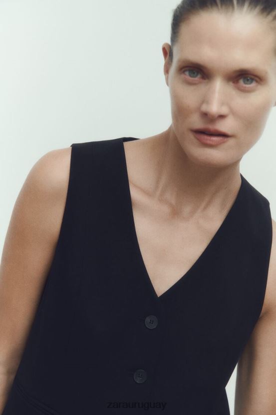 Zara chaleco a medida mujer H6RHL2145 negro ropa