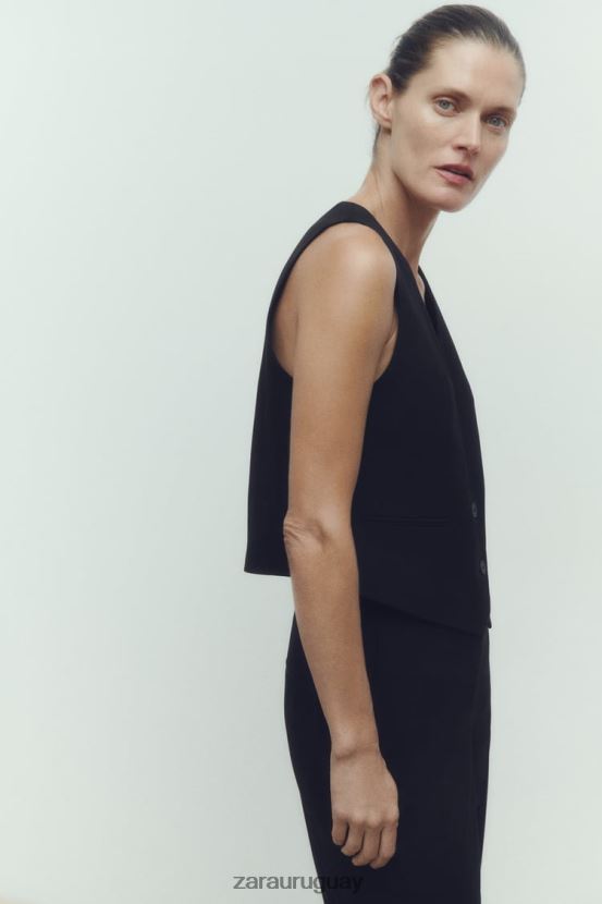 Zara chaleco a medida mujer H6RHL2145 negro ropa