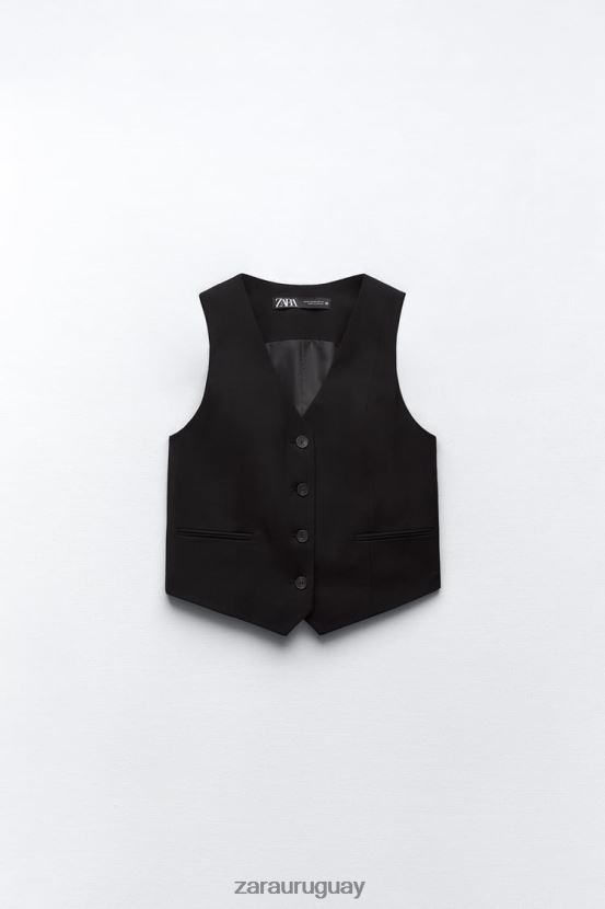 Zara chaleco a medida mujer H6RHL2145 negro ropa