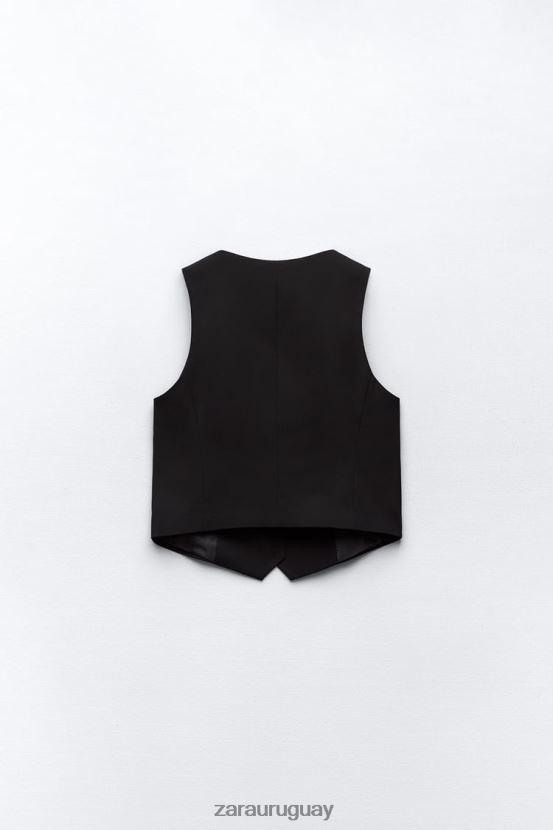 Zara chaleco a medida mujer H6RHL2145 negro ropa