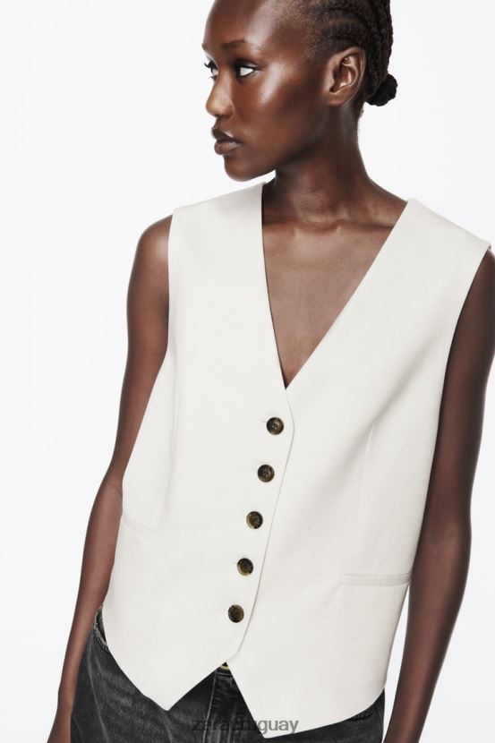 Zara chaleco a medida mujer H6RHL2157 beige claro ropa