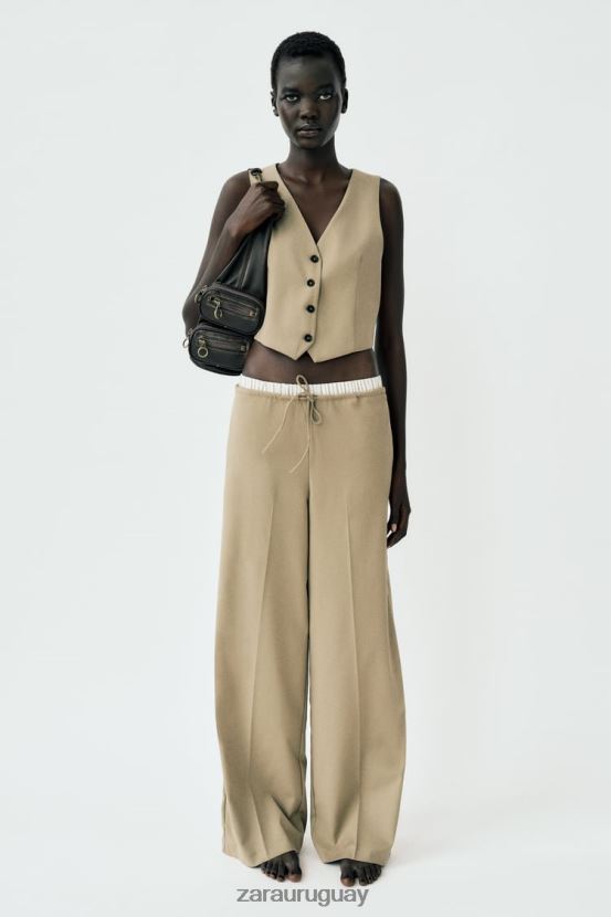 Zara chaleco a medida mujer H6RHL2161 camello claro ropa