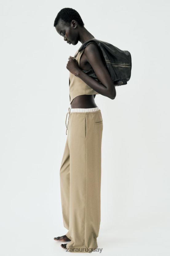 Zara chaleco a medida mujer H6RHL2161 camello claro ropa