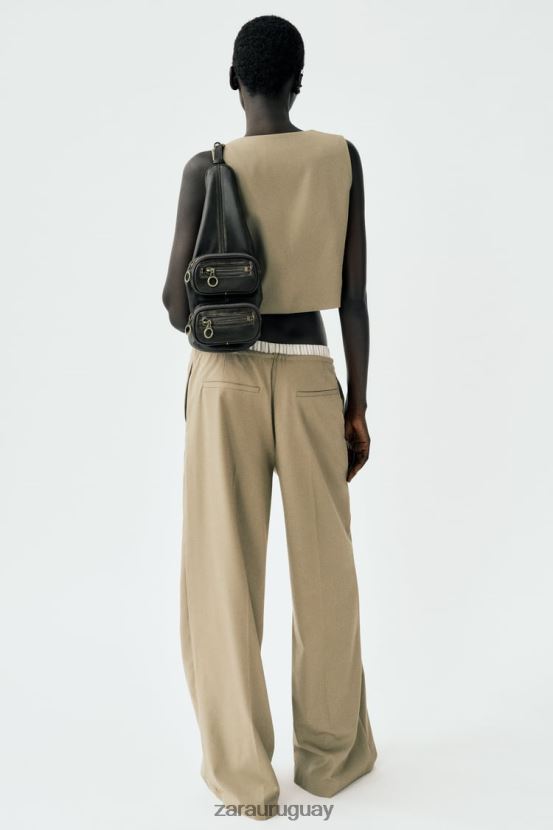 Zara chaleco a medida mujer H6RHL2161 camello claro ropa