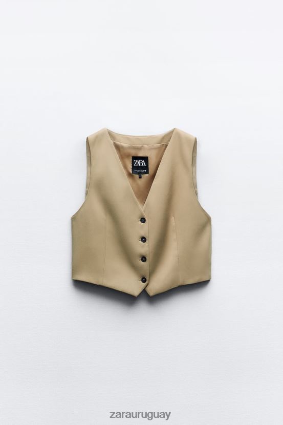 Zara chaleco a medida mujer H6RHL2161 camello claro ropa