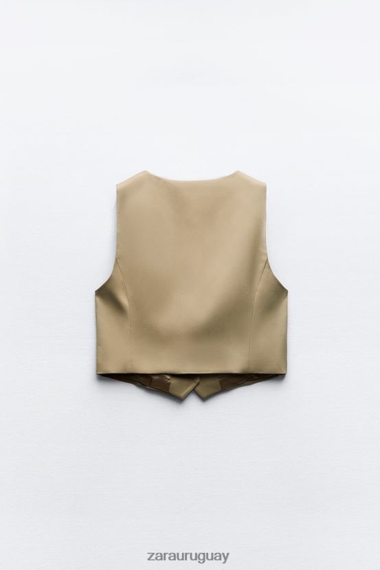 Zara chaleco a medida mujer H6RHL2161 camello claro ropa