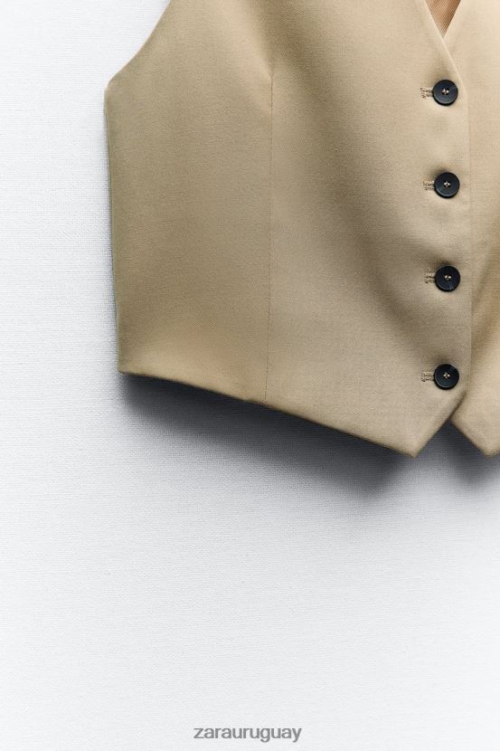 Zara chaleco a medida mujer H6RHL2161 camello claro ropa