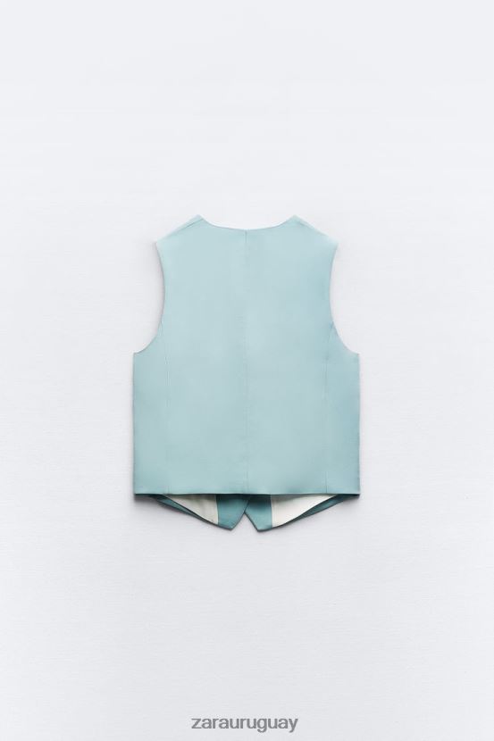 Zara chaleco a medida mujer H6RHL2178 acero azul ropa