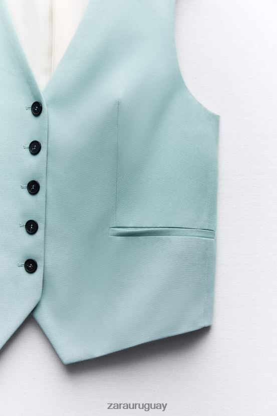 Zara chaleco a medida mujer H6RHL2178 acero azul ropa