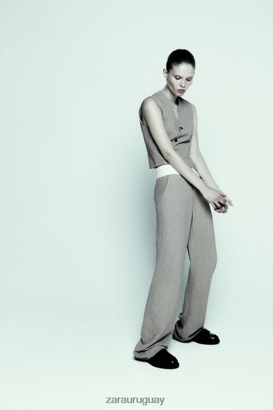 Zara chaleco asimétrico cruzado edición limitada mujer H6RHL2185 gris ropa