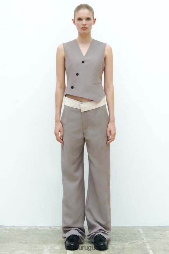 Zara chaleco asimétrico cruzado edición limitada mujer H6RHL2185 gris ropa