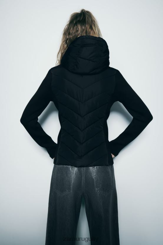 Zara chaqueta acolchada combinada mujer H6RHL26 negro ropa