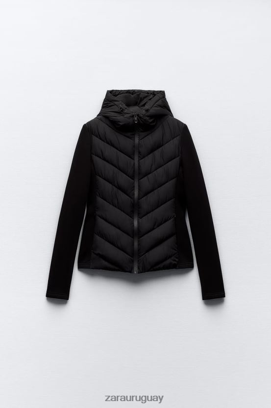 Zara chaqueta acolchada combinada mujer H6RHL26 negro ropa