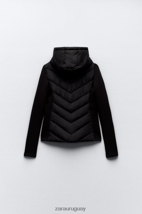 Zara chaqueta acolchada combinada mujer H6RHL26 negro ropa