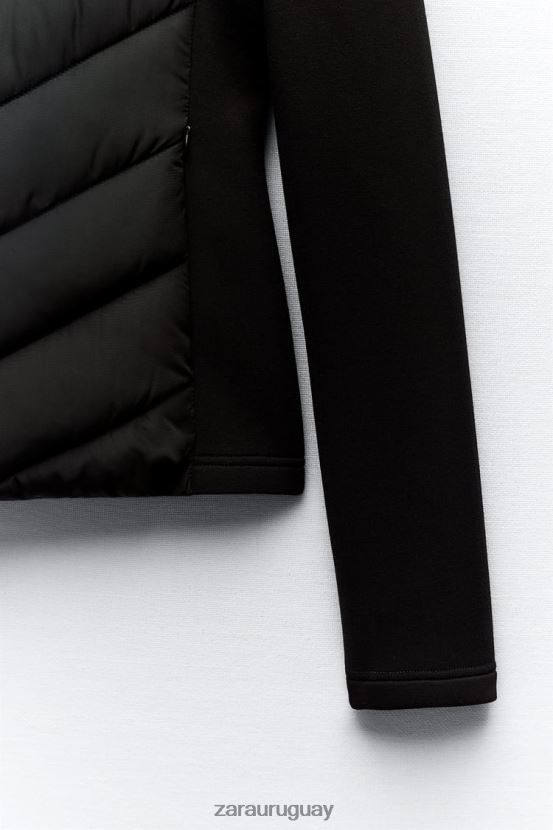 Zara chaqueta acolchada combinada mujer H6RHL26 negro ropa