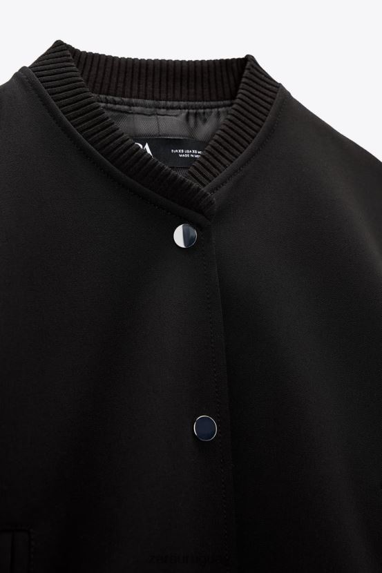 Zara chaqueta bomber con botones a presión mujer H6RHL255 negro ropa