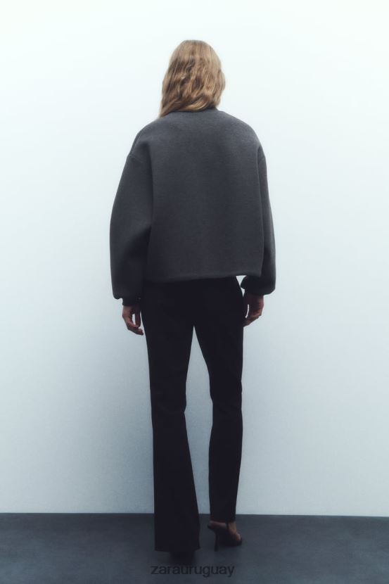 Zara chaqueta bomber con efecto de neopreno mujer H6RHL249 gris oscuro ropa