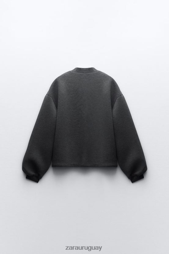 Zara chaqueta bomber con efecto de neopreno mujer H6RHL249 gris oscuro ropa