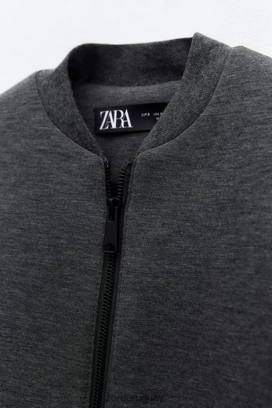 Zara chaqueta bomber con efecto de neopreno mujer H6RHL249 gris oscuro ropa