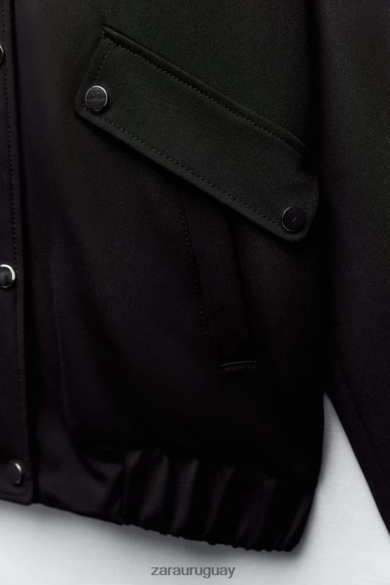 Zara chaqueta bomber con solapa mujer H6RHL268 negro ropa