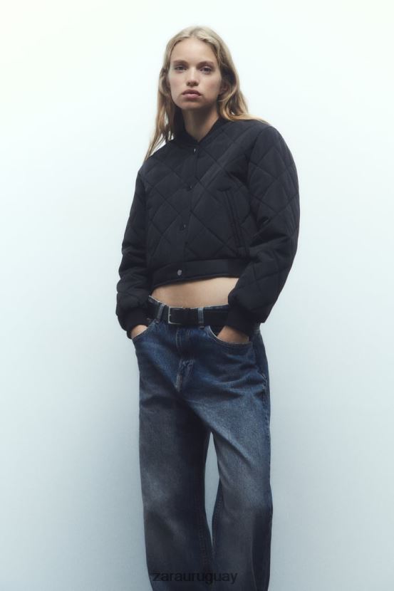 Zara chaqueta bomber corta acolchada mujer H6RHL246 negro ropa