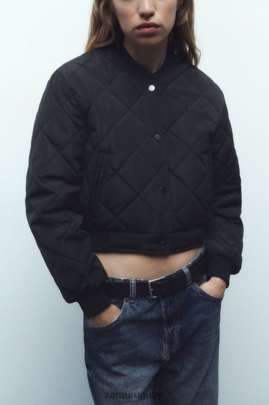 Zara chaqueta bomber corta acolchada mujer H6RHL246 negro ropa