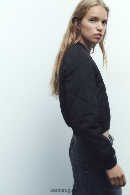 Zara chaqueta bomber corta acolchada mujer H6RHL246 negro ropa