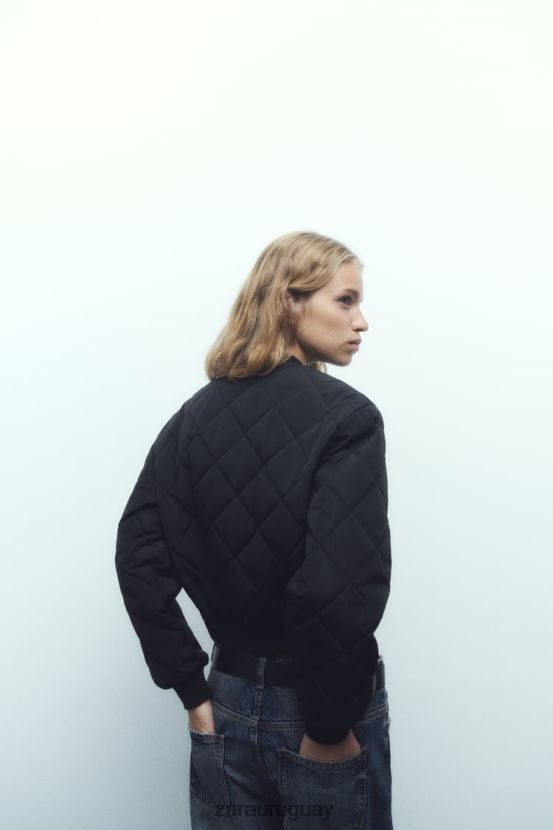 Zara chaqueta bomber corta acolchada mujer H6RHL246 negro ropa