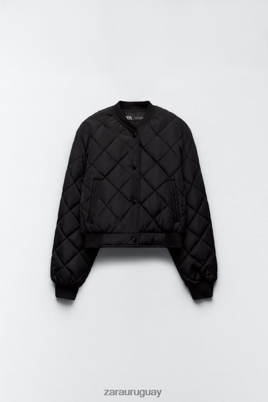 Zara chaqueta bomber corta acolchada mujer H6RHL246 negro ropa