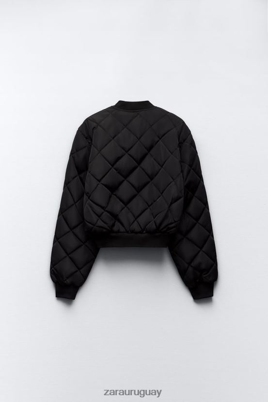 Zara chaqueta bomber corta acolchada mujer H6RHL246 negro ropa