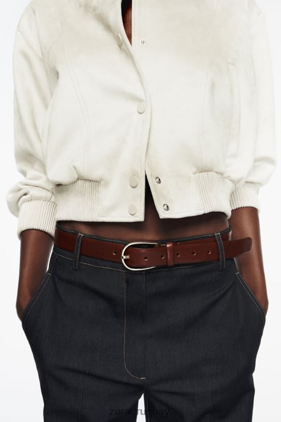 Zara chaqueta bomber de gamuza sintética mujer H6RHL236 crudo ropa