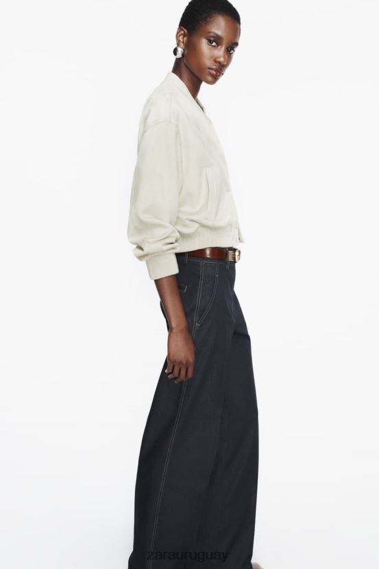 Zara chaqueta bomber de gamuza sintética mujer H6RHL236 crudo ropa