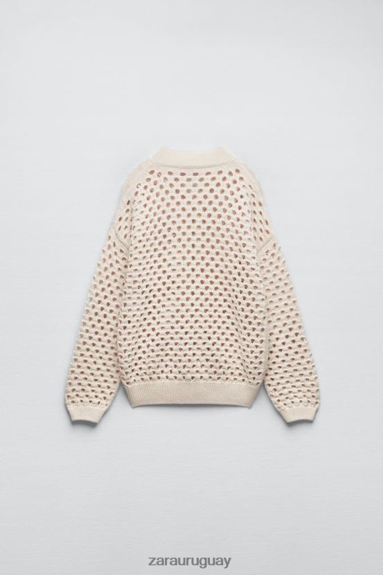 Zara chaqueta bomber de punto abierto mujer H6RHL2133 crudo ropa